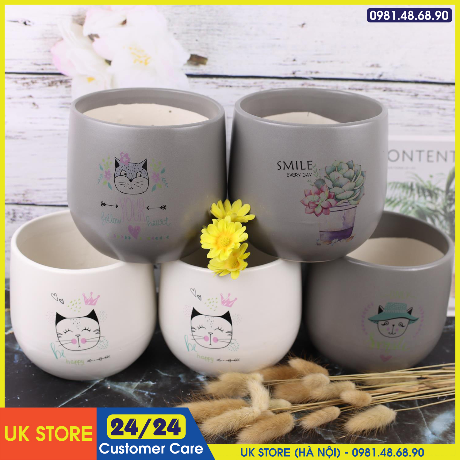 Chậu Sứ Bát Tràng Trồng Cây Cảnh, Sen Đá, Xương Rồng Kiểu Quả Lê Cao 12.5cm