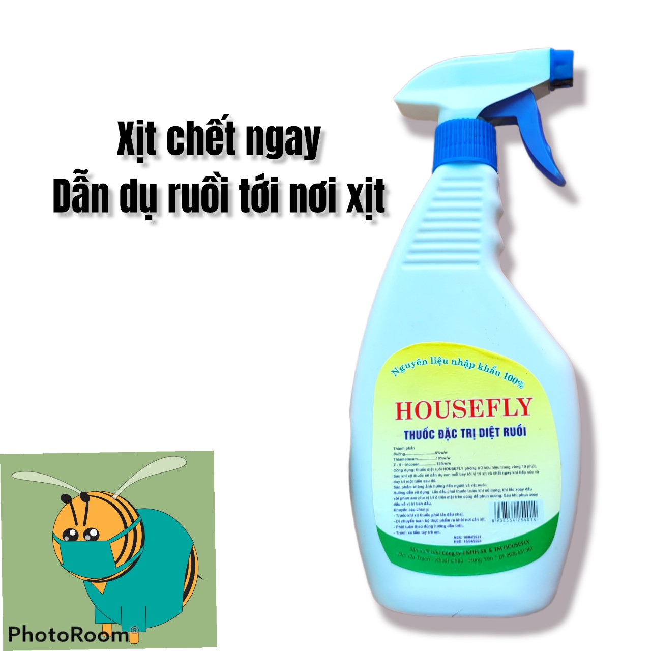 Chai xịt ruồi Housefly chai lớn 500ml xịt đâu chết đó dẫn dụ ruồi tới chỗ xịt