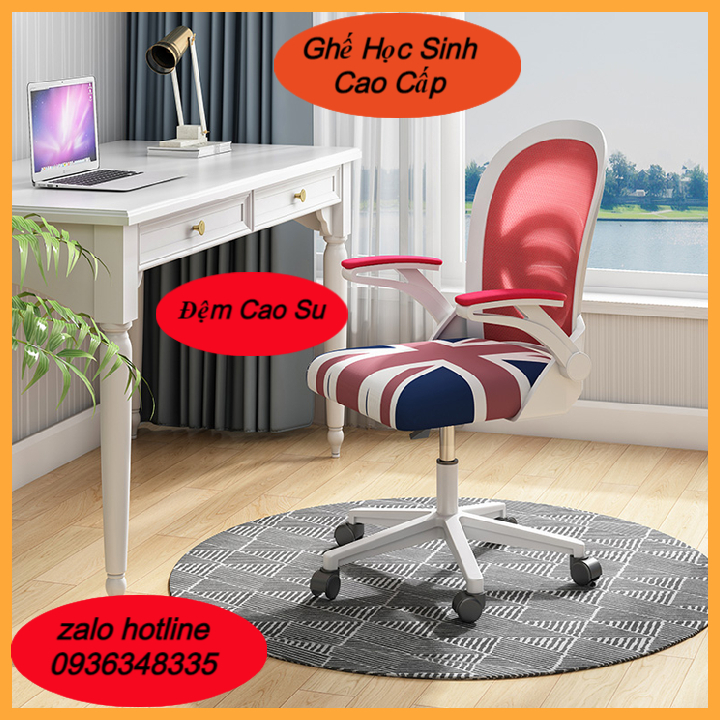 Ghế Học Sinh Nệm Cao Su, Ghế Văn Phòng, Tay Ghế Điều Chỉnh Cao Thấp - Ghế Văn Phòng, Ghế Làm Việc Chân Xoay Đa Năng