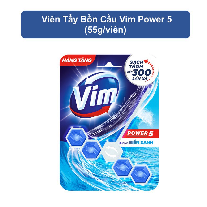 Vỉ 5 viên thả bồn cầu vim 55g _ viên treo vệ sinh bồn cầu _ viên vệ sinh bồn cầu vim hương biển xanh