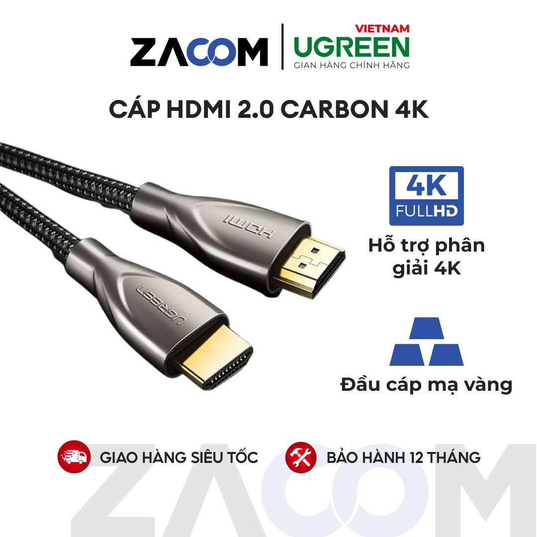 Cáp hdmi 2.0 carbon chuẩn 4k 60mhz dài 3m ugreen hd131 50109
