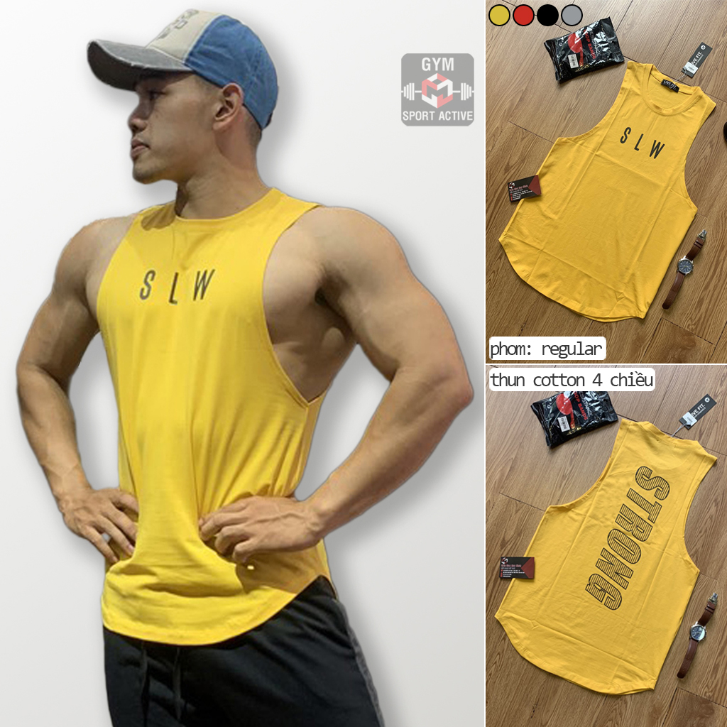 Áo ba lỗ nam áo ba lỗ thể thao nam áo tanktop tập gym nam tank GymShark GS thoáng mát thun cotton 4 chiều sport gym max shop
