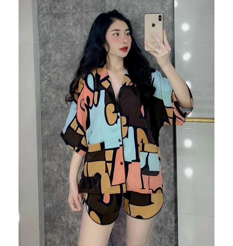 Set bộ pijama nữ set bộ pijama siêu hot họa tiết lập thể