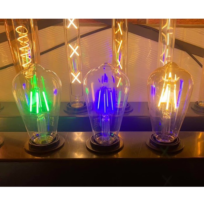 Bóng đèn led edison st64 3 màu vàng, xanh lá, xanh dương đui e27