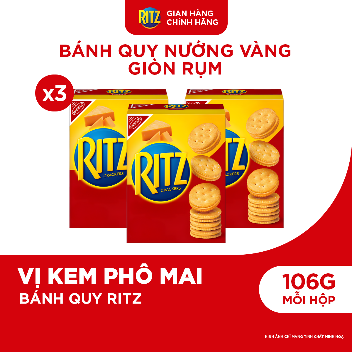 Combo 2/ Combo 3 Hộp Bánh Quy Ritz Kẹp Kem Phô Mai 106g (Hàng Xuất Khẩu Thị Trường Nhật)