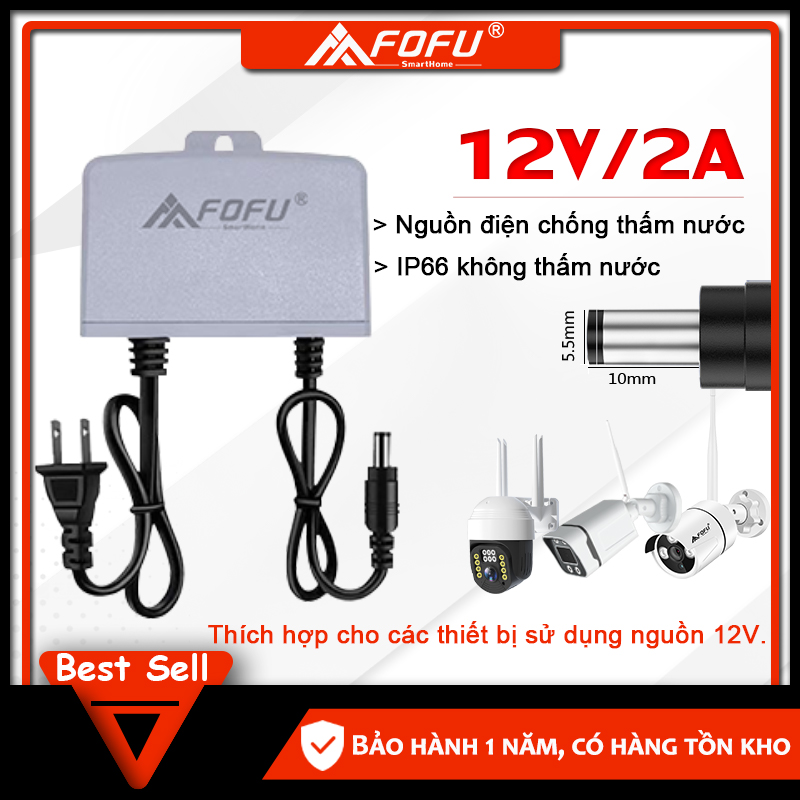 Adapter Bộ chuyển đổi nguồn DC 5V 2A  Chuẩn chống nước IP66  Sử dụng trong nhà và ngoài trời Bảo vệ quá dòng quá áp quá tải