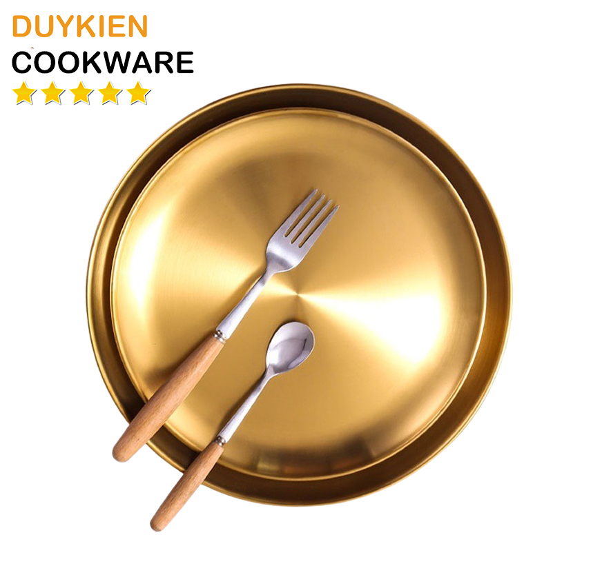 Dĩa Inox Vàng Gold Sang Trọng, Cao Cấp Cho Bàn Ăn [3 Size Chọn Lựa]