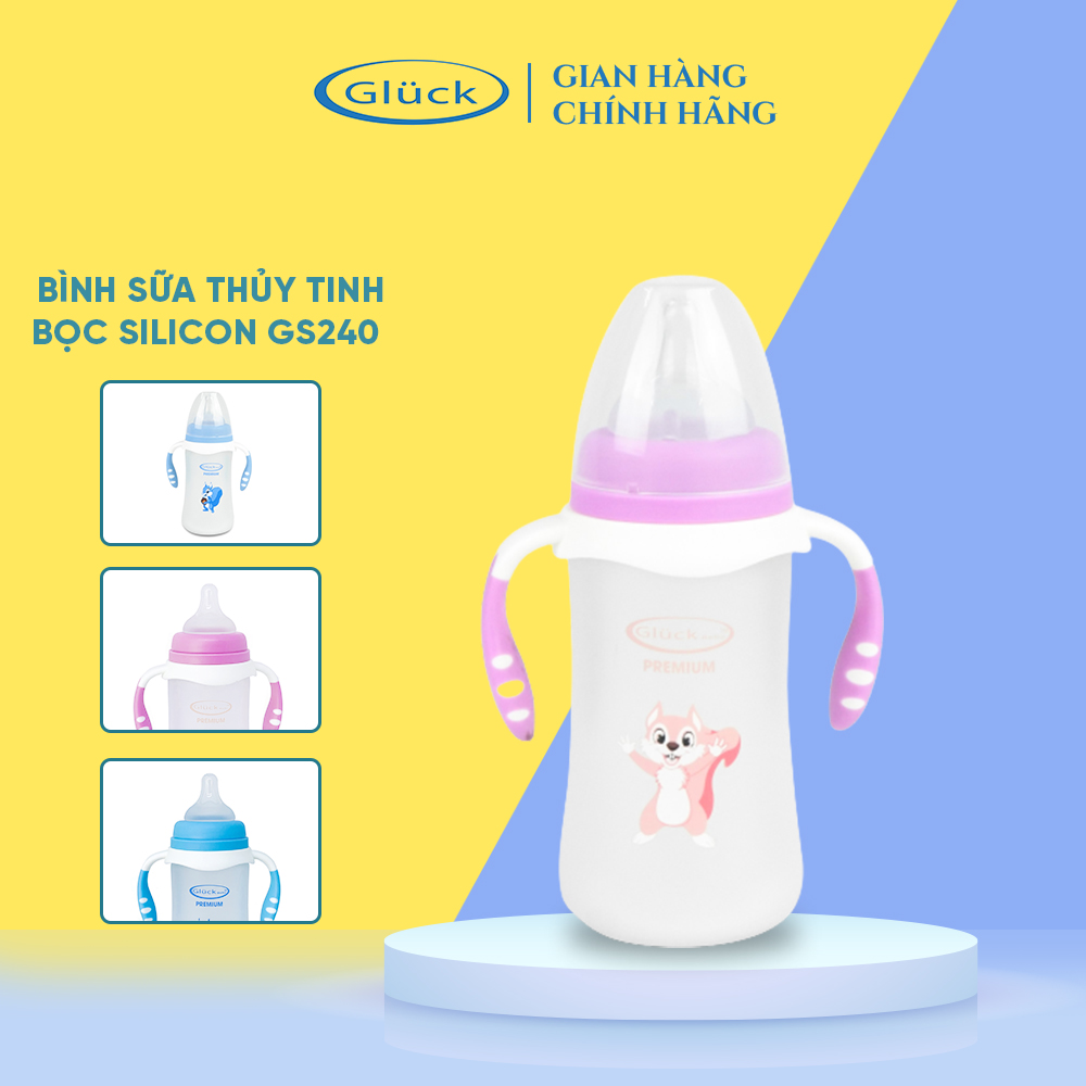 Bình sữa thủy tinh bọc silicon gs240 - gluck baby