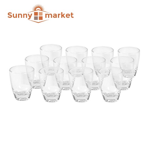 Bộ 12 ly thủy tinh dáng bầu 30ml hộp 12 ly rượu nhỏ ly cốc uống trà