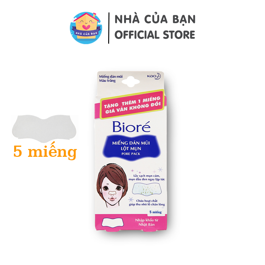 Miếng Dán Mũi Lột Mụn Mũi Biore Không Hương (5 miếng) hàng chính hãng, giá cực rẻ, hạn sử dụng 60 tháng