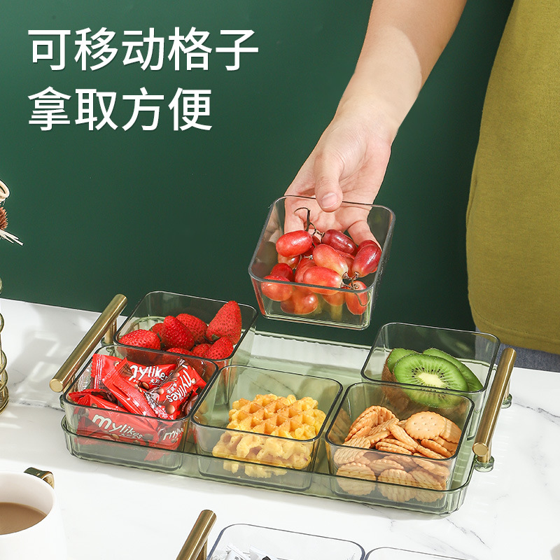 XIR Đĩa Trái Cây Trong Suốt Sang Trọng Nhẹ Nhàng, Hộp Kẹo Ngăn Mới Dùng Trong Phòng Khách, Đĩa Ăn Vặt, Đĩa Ăn Vặt, Đĩa Đựng Trái Cây RR20