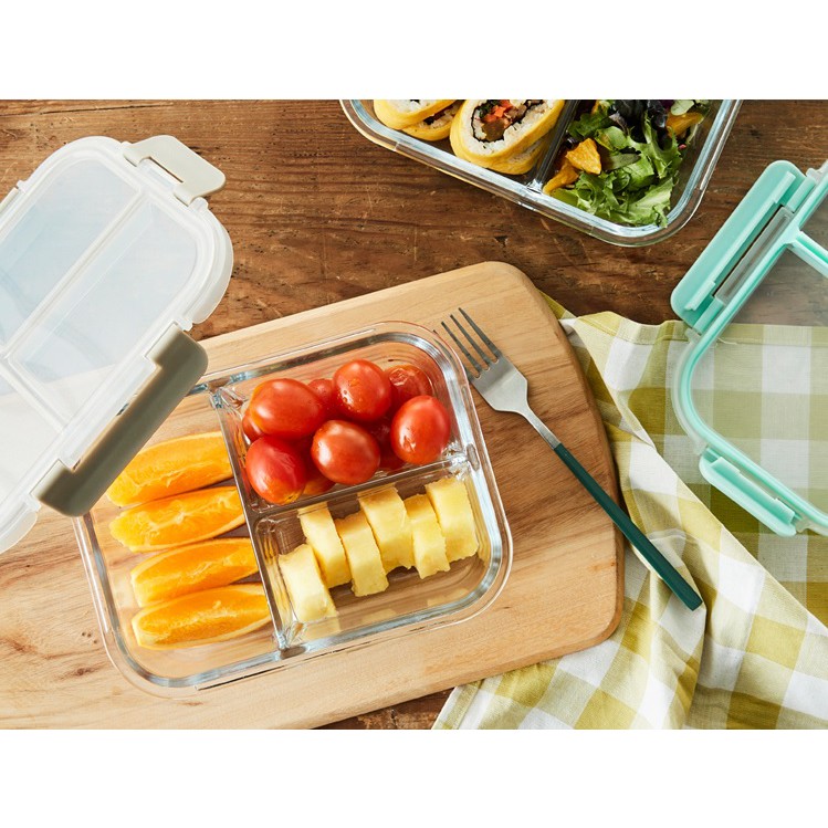 Hộp thủy tinh 3 ngăn lock&lock glass food container dung tích 1040ml llg458
