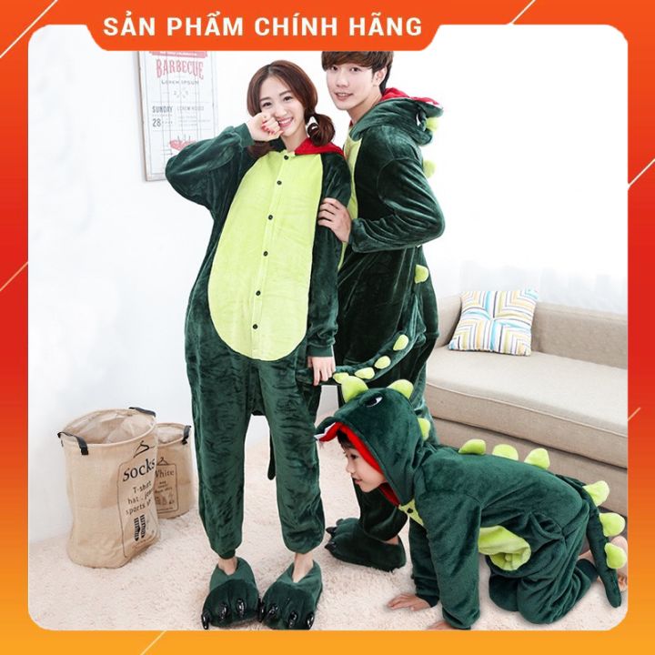 Bộ đồ thú khủng long xanh khủng long hồng ❤️ freeship ❤️ bộ đồ thú đồ ngủ khủng long