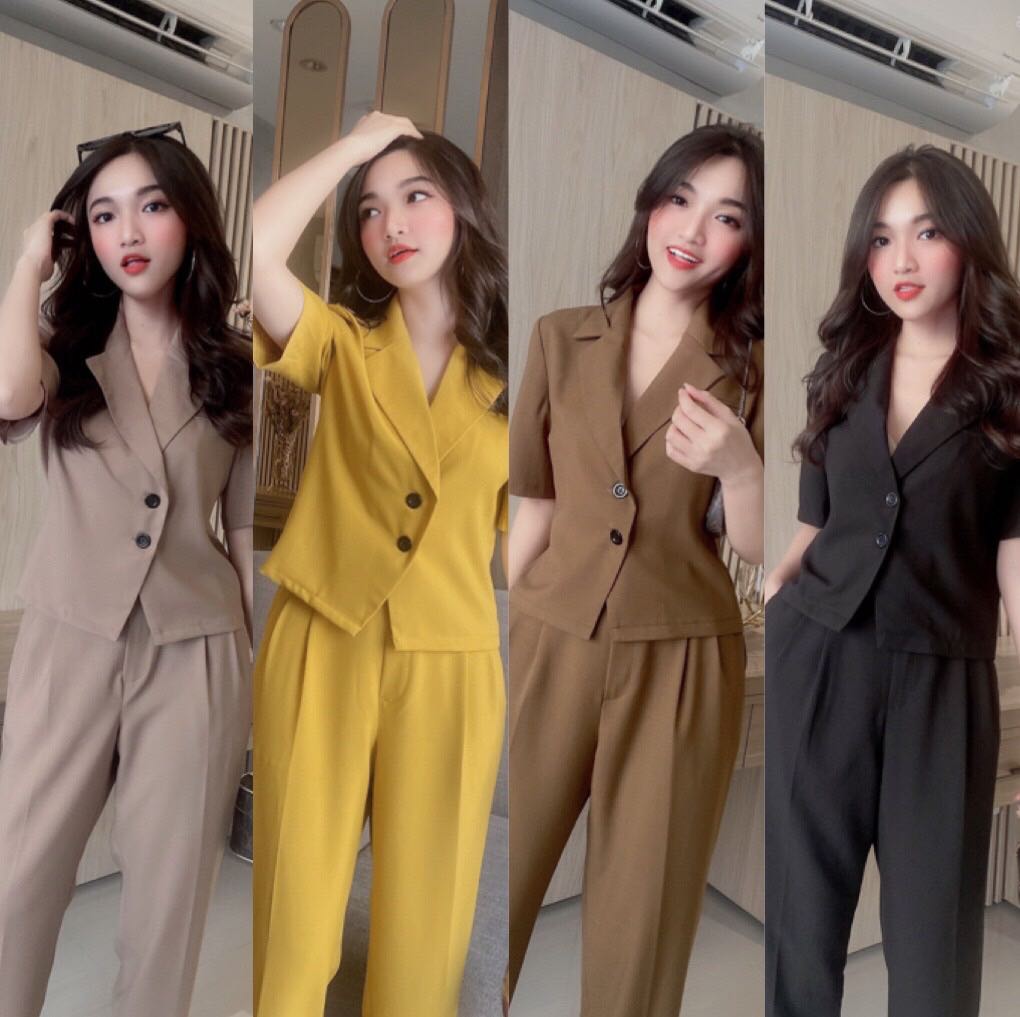 Set Blazer Tay Ngắn + Quần Dài