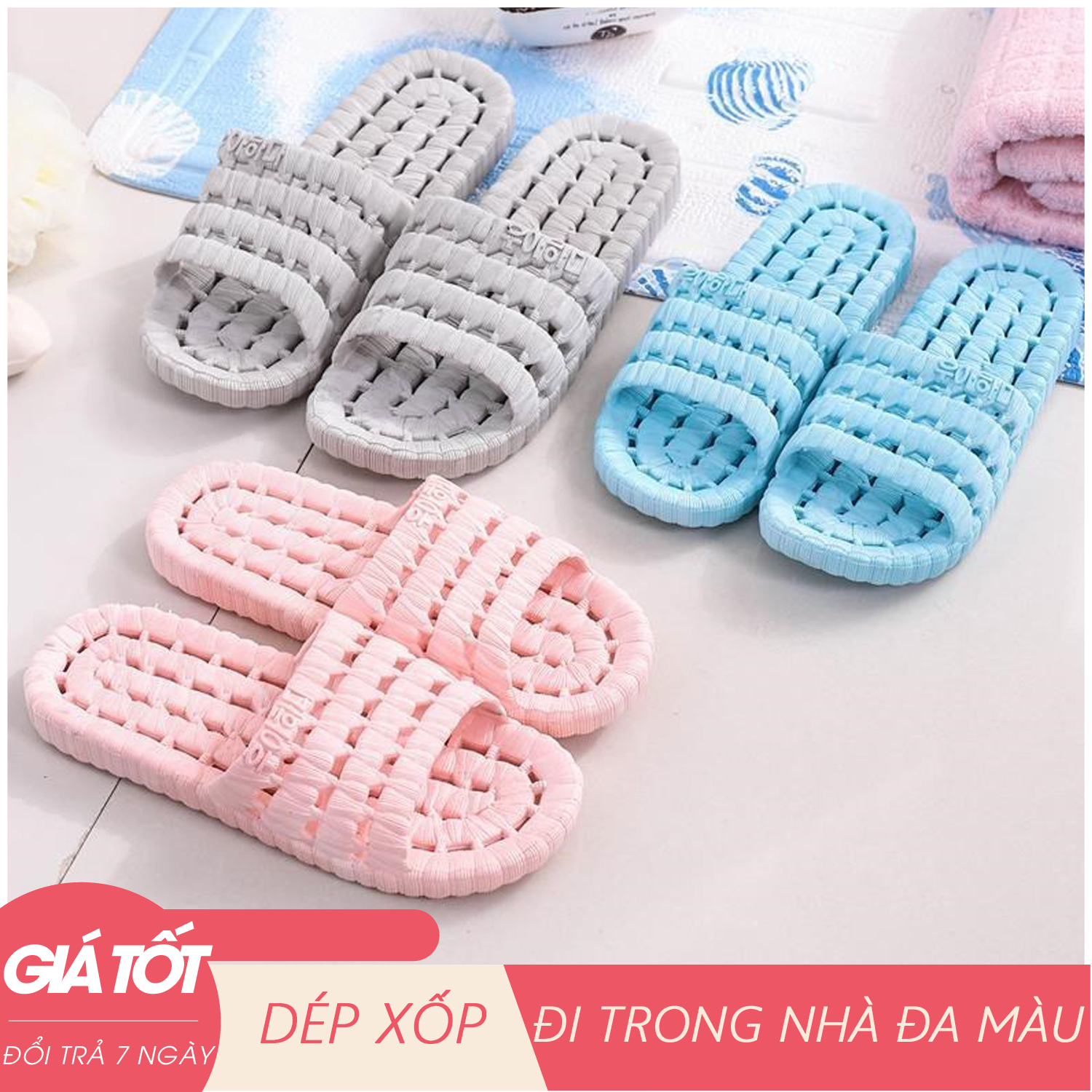 [ĐA SẮC MÀU - LỰA CHỌN] Dép đi trong nhà, dép đi trong nhà tắm, văn phòng siêu nhẹ, siêu êm, chống trơn trượt- Free Size