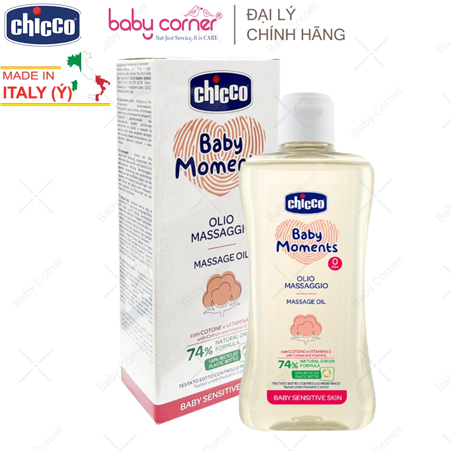 Dầu massage chiết xuất hạt bông chicco massage oil, 200ml, từ sơ sinh