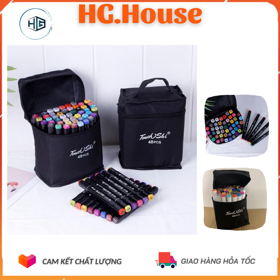 SÉT BÚT DẠ 48 CÂY KÈM TÚI-Bút vẽ, bút màu Marker Touch Túi Vải Bộ 48 màu, vẽ anime,chân dung,phong cảnh-bút dạ màu cao cấp - Set 48 màu + có kèm theo túi đựng