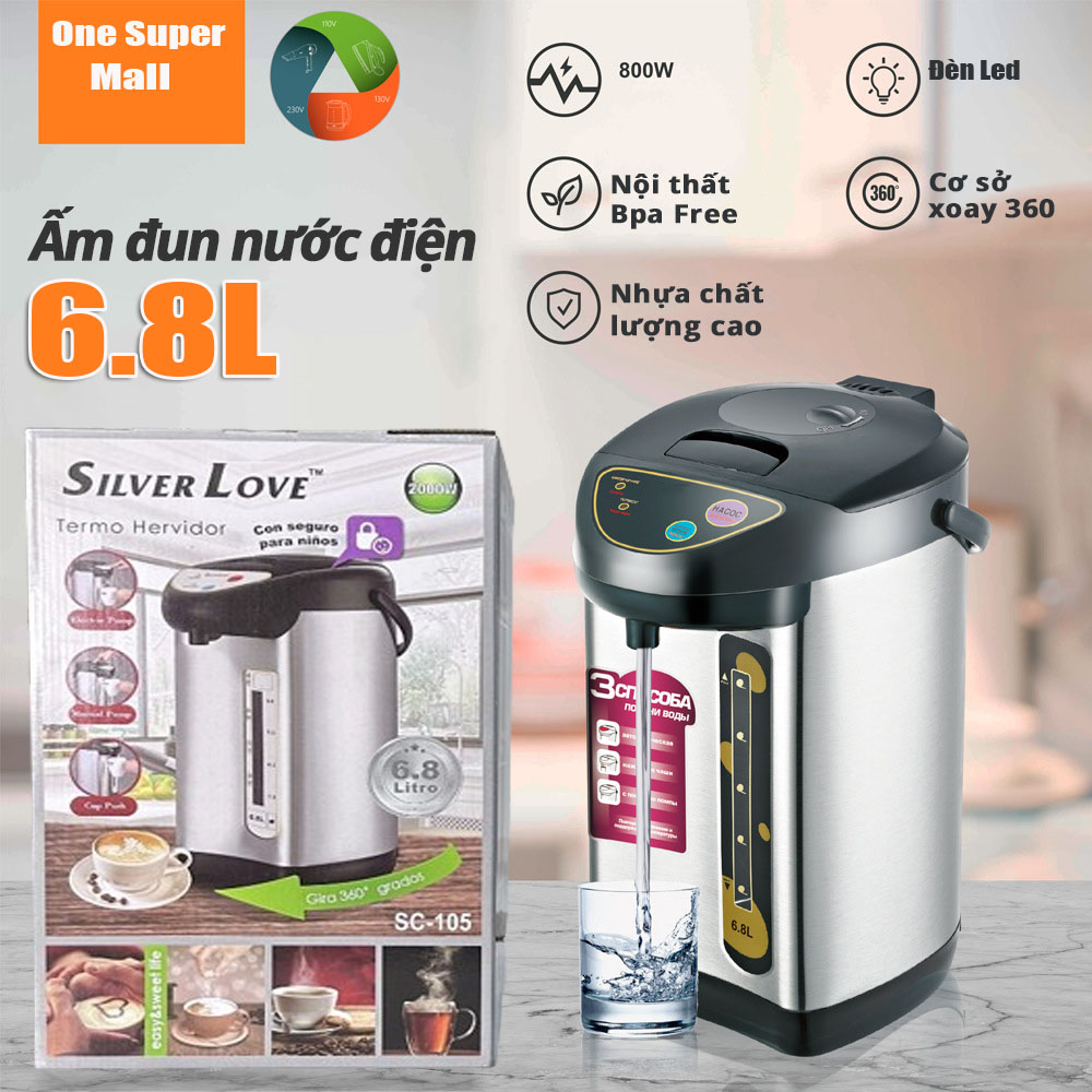 Bình thủy điện đun nước nóng 6.8l công suất 750w bình thủy điện đun nước nóng 6.8l