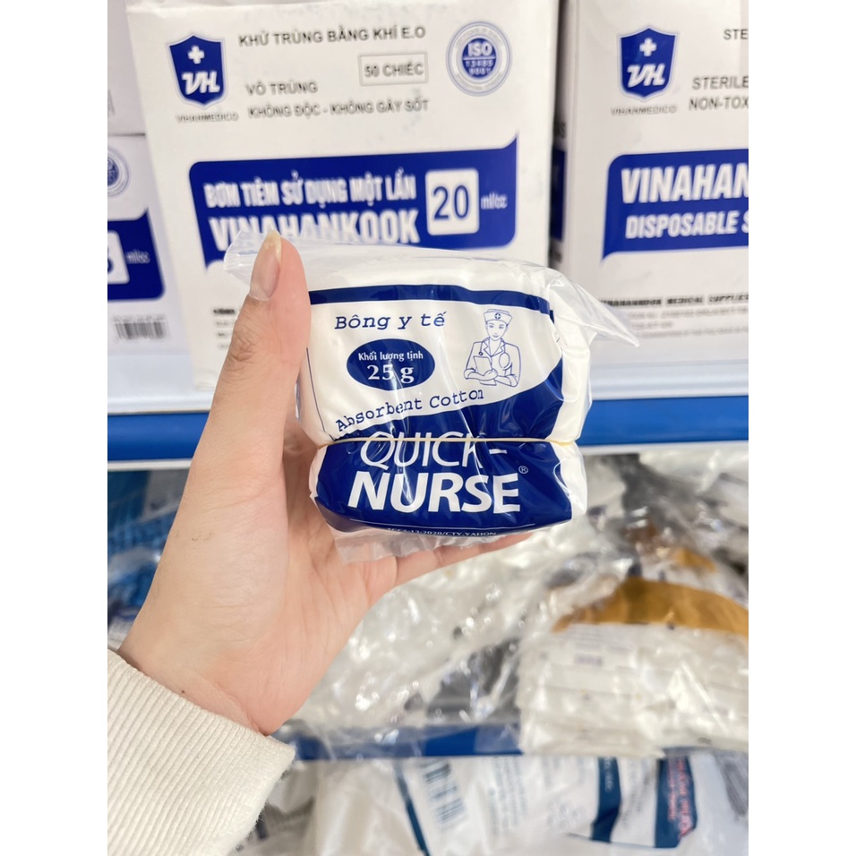 Bông cuộn y tế quick - nurse 25gram 50gram 100gram