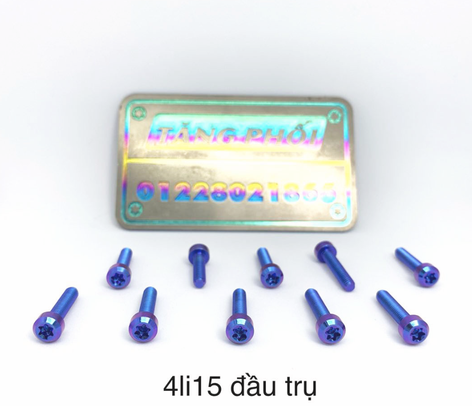 1 con Ốc 4li15 trụ , 4ly15mm đầu trụ Titan Gr5 gắn cho yếm sau ổ khoá Winner  ốc nắp dầu