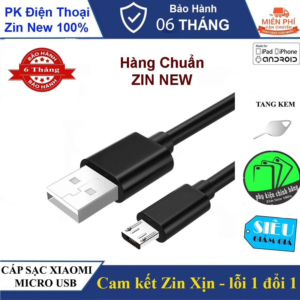 Cáp sạc xiaomi micro usb - chuẩn zin xịn 100% - bh 12 tháng