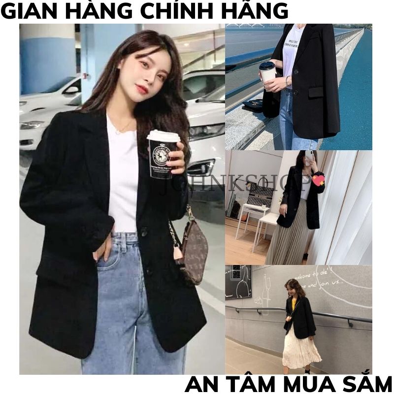 Áo blazer nữ khoác blazer dài tay ĐEN phong cách hàn quốc chất liệu tuyết mưa JOHNKSHOPáo khoác balzer vets nữ ,áo khoác nữ ,áo blazer ulzzang, áo vest hàn quốc đi học, áo vest công sở, áo vest nữ, áo vest blazer nữ
