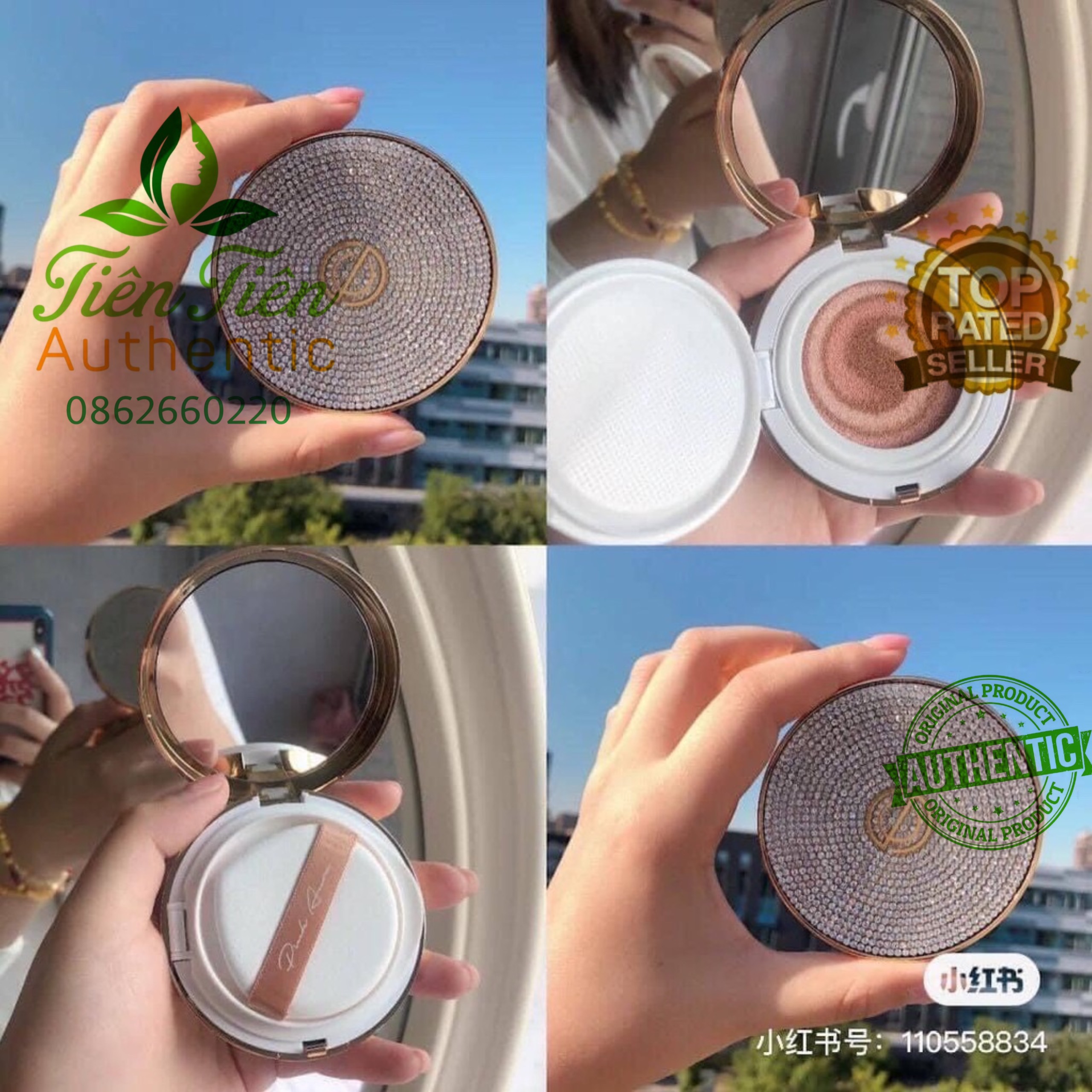 Derma pure clinic - phấn nước dpc pink aura cushion dia limited edition 15g spf50/pa+++ kèm lõi