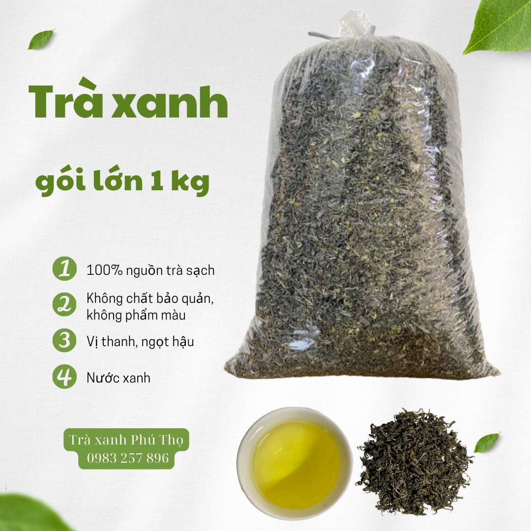 Trà xanh đặc sản túi 1 kg chè mạn phú thọ trà mạn thơm ngon