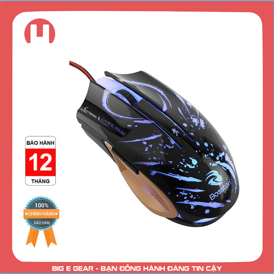 [HCM]Chuột chơi game giá rẻ cáp USB Bosston GM100 có đèn LED - Điện Tử Big E