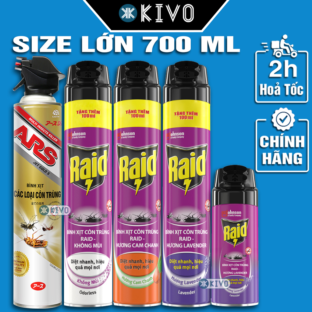Bình Xịt Muỗi Nhật Bản ARS Không Mùi - Chai Xịt Côn Trùng Raid 600ml/ 300ml - Bình Diệt Muỗi Diệt Kiến Diệt Gián CHÍNH HÃNG - kivo