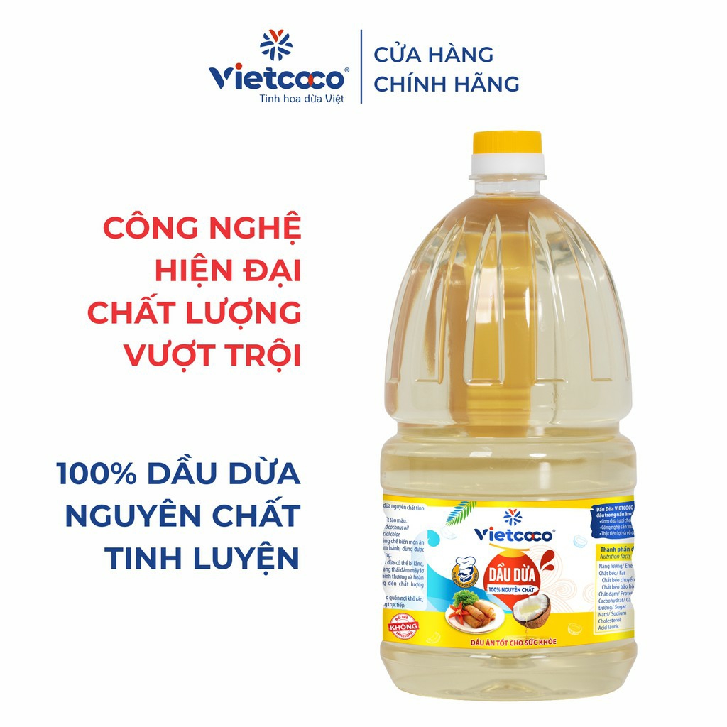 Dầu Dừa Tinh Luyện VietCoCo Can 2 Lít_ Dùng Nấu Ăn