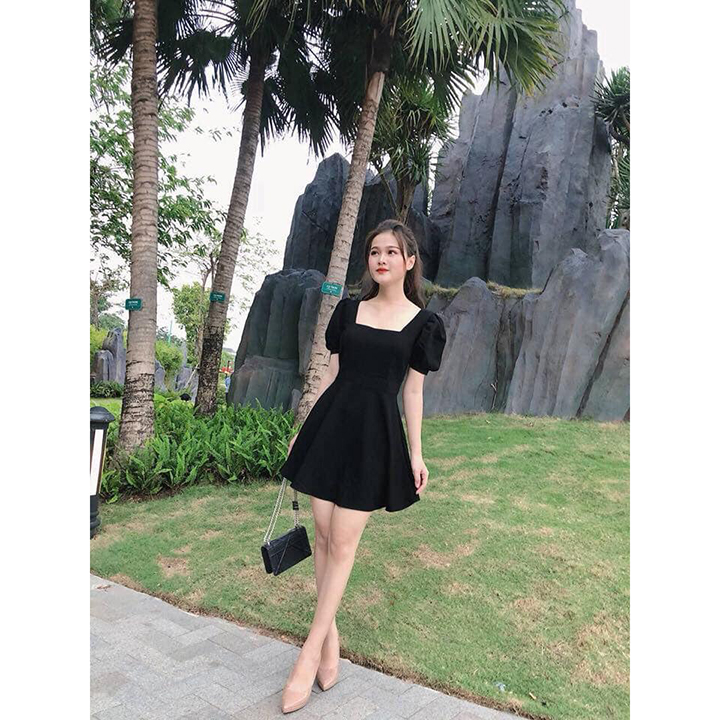 Đầm Xòe Cổ Chữ U Thanh Lịch Thời Trang