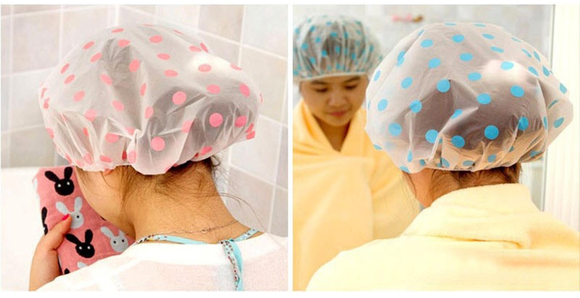Mũ trùm tóc chống nước khi tắm chấm bi b028