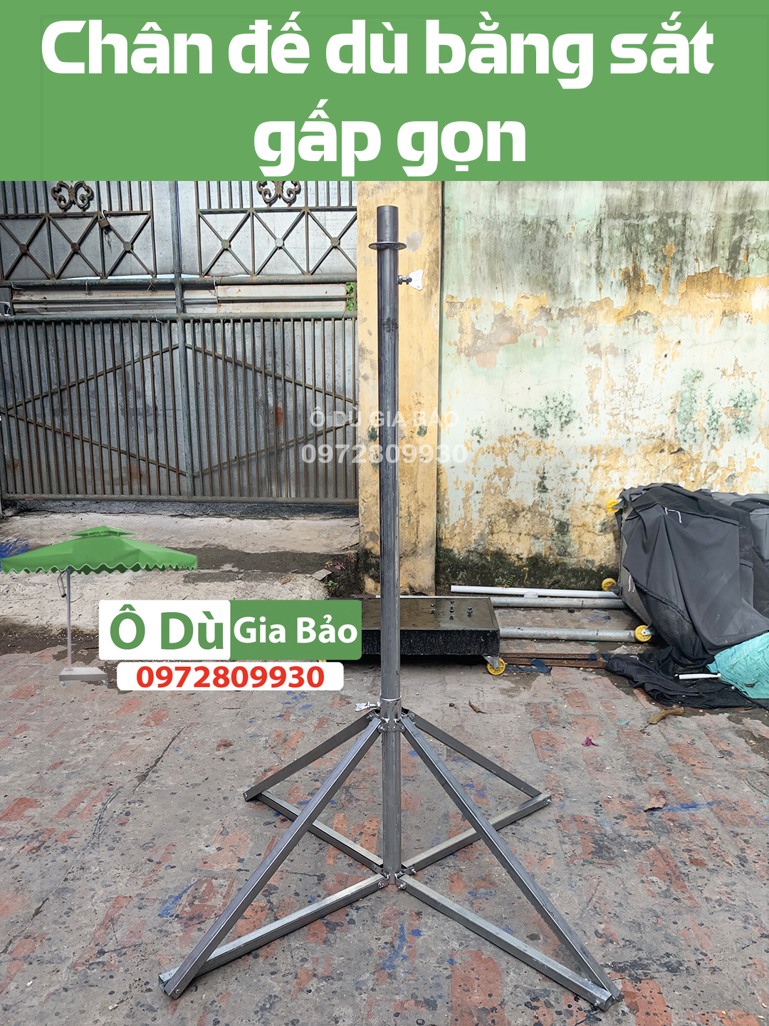 Chân đế ô dù gấp gọn bằng sắt