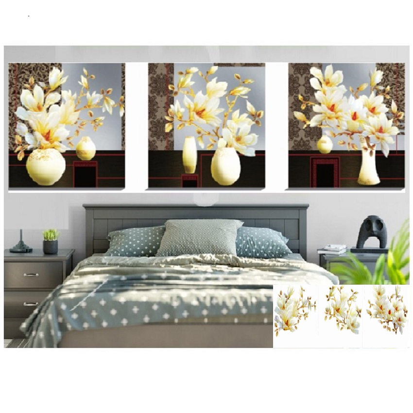 Tranh đính đá Hoa lan khoe sắc LV147 kích thước 150x50cm