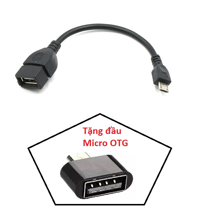 Cáp OTG Micro USB dây 14cm (tặng đầu OTG)