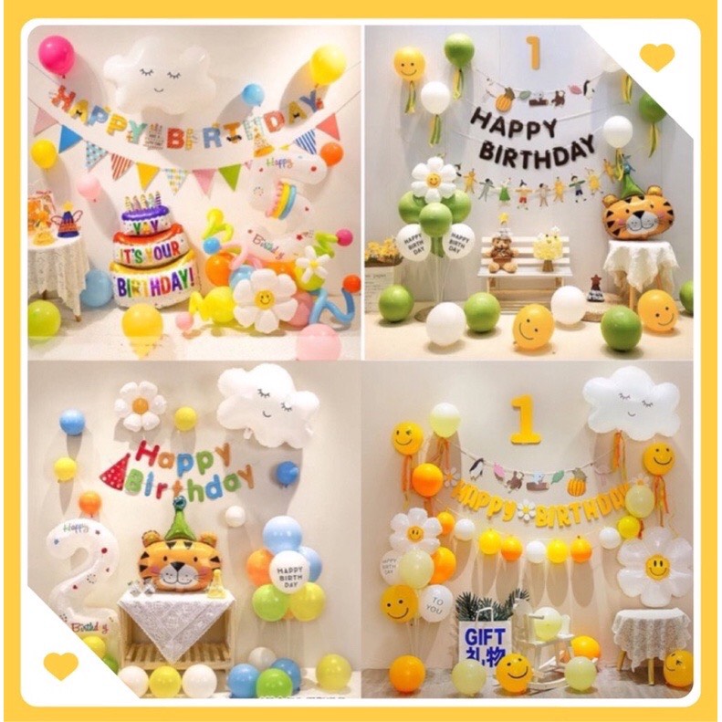 Set bóng trang trí sinh nhật cho bé trai, bé gái, combo bóng trang trí thôi nôi cho bé, Birthday decoration balloons