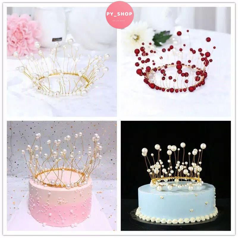 Vương miện mềm trang trí bánh kem, vương miện ngọc