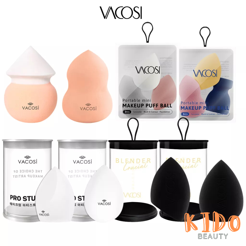 Bông phấn ướt Vacosi Mút blender tán kem nền hình giọt nước,hồ lô, nón lá