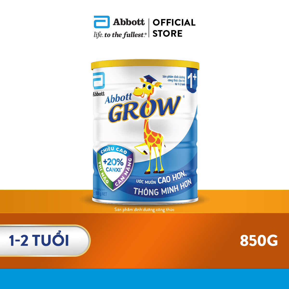 Sữa bột Abbott Grow 3 900g/Grow 1+ 850g cho trẻ 12-24 tháng cung cấp đầy đủ dưỡng chất bổ sung canxi giúp răng chắc khỏe và tăng chiều cao vượt trội-Giới hạn 5 sản phẩm/khách hàng