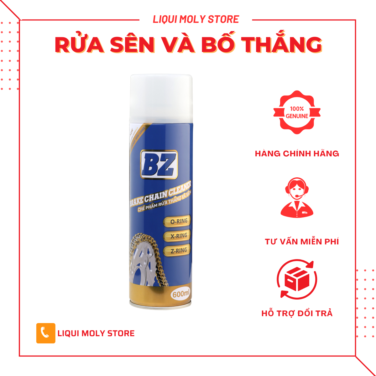Chai xịt rửa sên và bố thắng bz brake chain cleaner 600ml