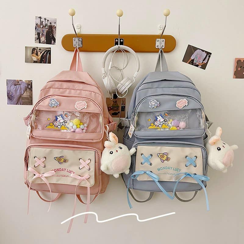 Balo nam nữ unisex đan chéo dây thắt nơ 5 màu