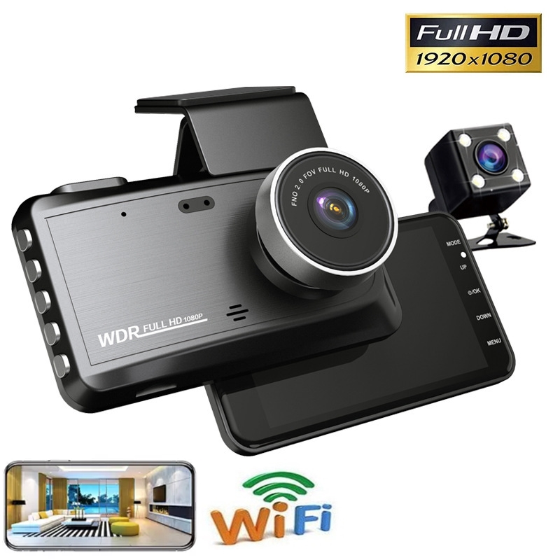 Camera Hành Trình Wifi V95 Night Vision Nhìn Đêm Màn Hình Cảm Ứng LCD Siêu Nét 4 INCH Tích Hợp Cam Kép Trước Sau Camera 12 Mega Pixel Ghi Hình FULL HD 1080P Wifi Kết Nối Xem Trên Điện Thoại Qua APP Phù Hợp Cho Mọi Loại Xe