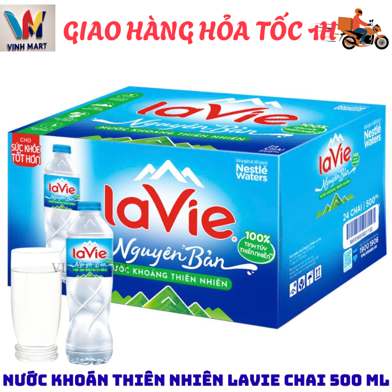 [ CHỈ GIAO ĐƠN HỎA TỐC HCM ] Lavie Nước Khoáng Thiên Nhiên Thùng 24 Chai 500 Ml