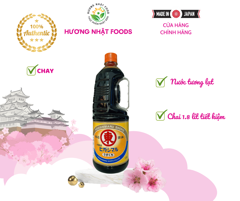 Nước tương lạt higashimaru shoyu nhật bản 1.8l