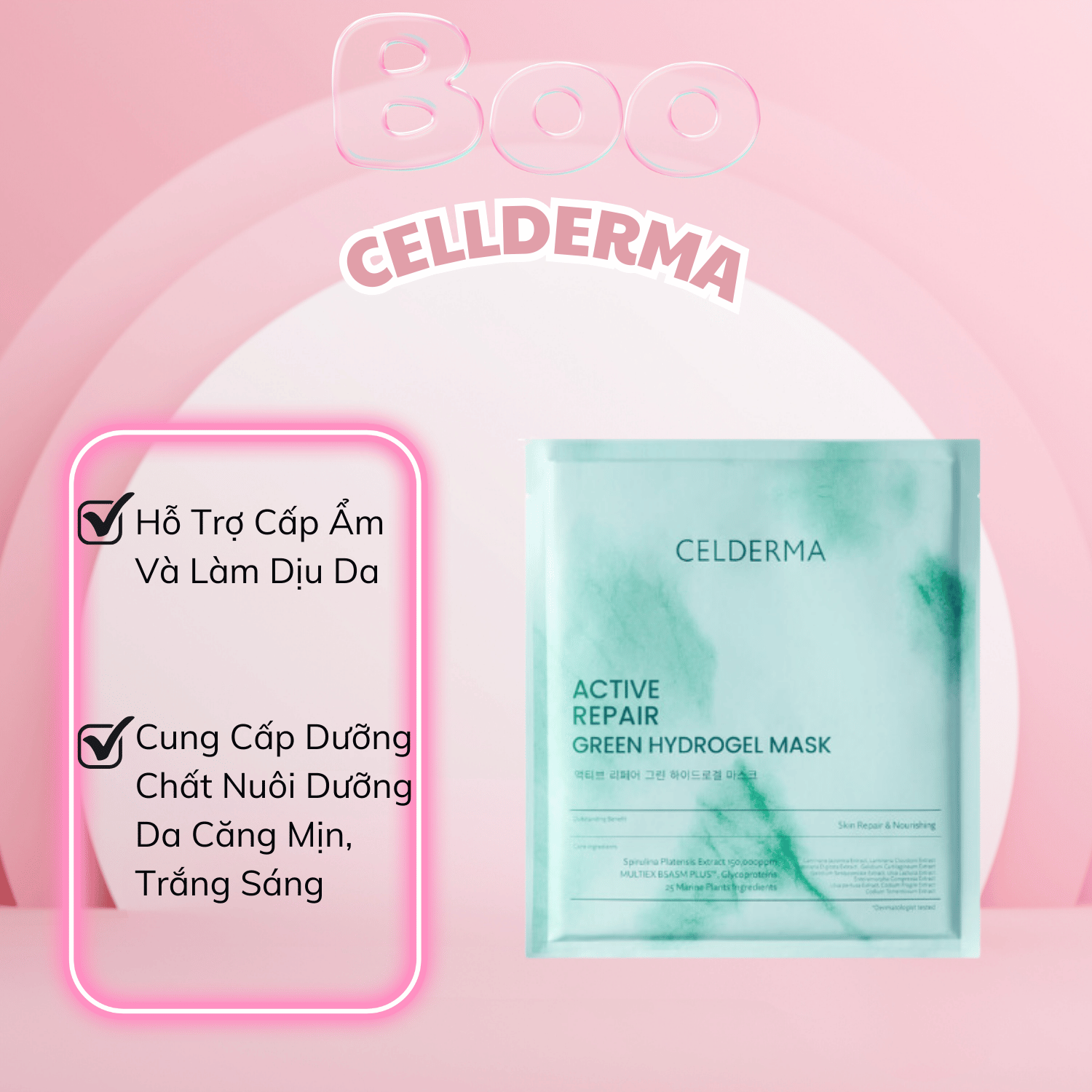 Mặt nạ thạch tảo xoắn celderma active repair green hydrogel mask