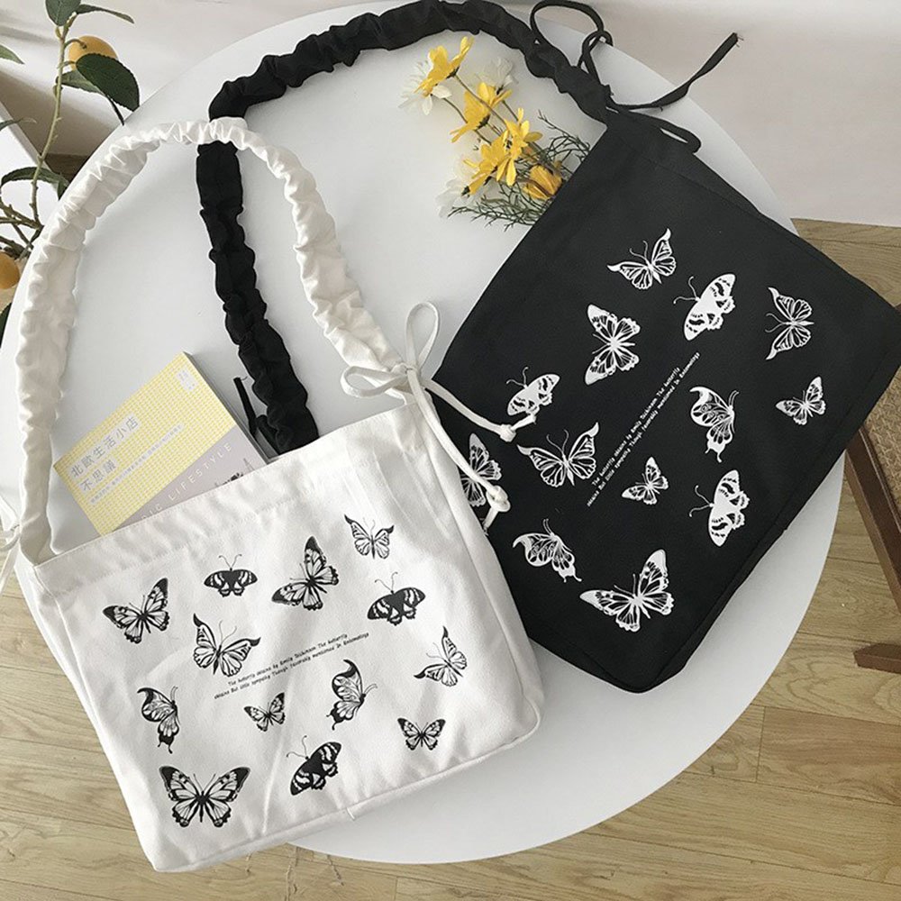 Túi vải đeo chéo dây rút nữ có khóa miệng,túi nhỏ bên trong,đi chơi đi học đựng vừa sách a4