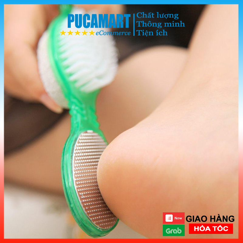 [HCM]Bàn Chải Chà Chân, Gót Chân Bọt Biển 4 IN 1 Loại Bỏ Các Tế Bào Da Chết, Đá Bọt Khô, Bàn Chải Kim Loại, Bàn Chải Nhựa - PucaMart
