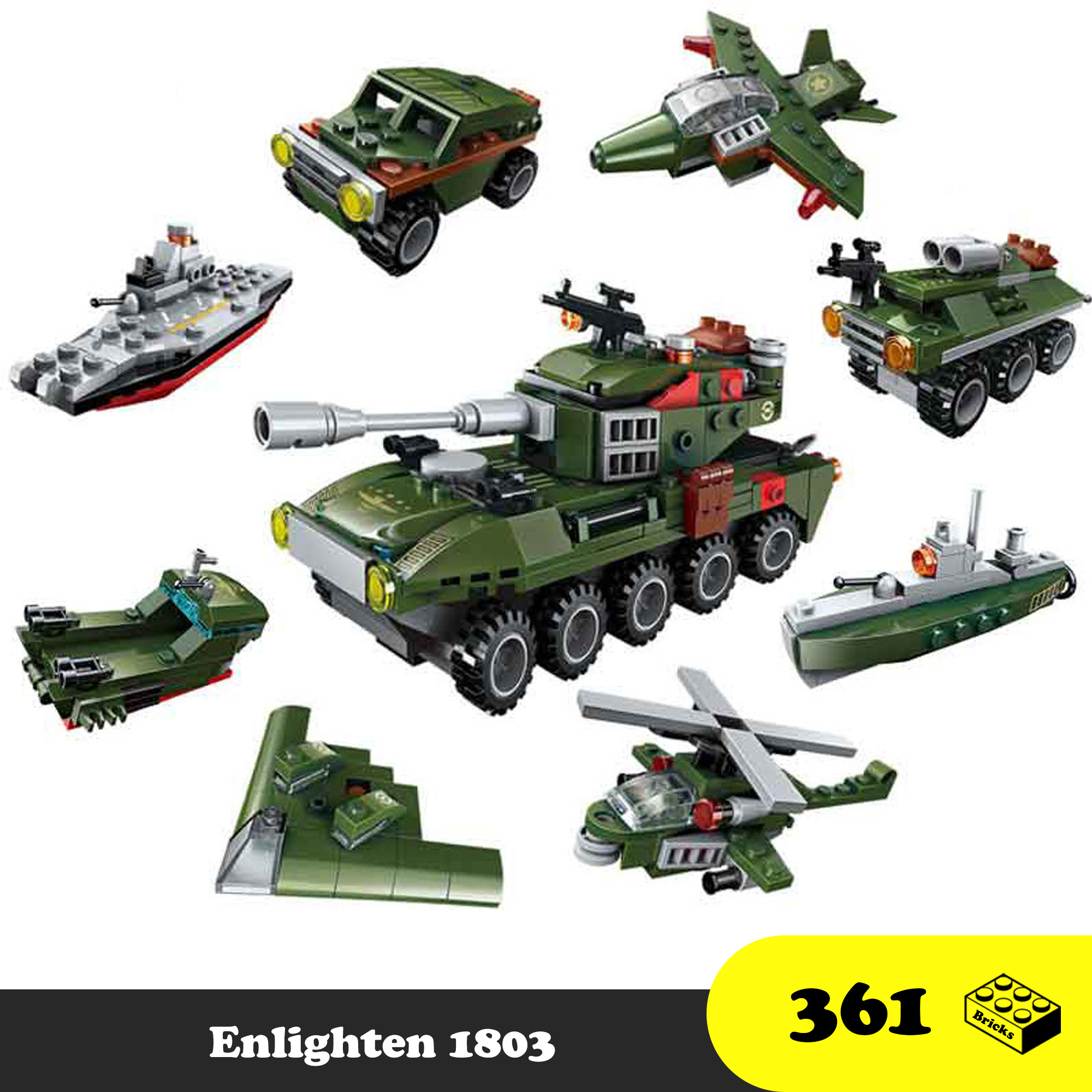 Lego Lắp Ráp mô hình xe tank Mini quân sự - Lego Enlighten 1803 Tank 8 trong 1