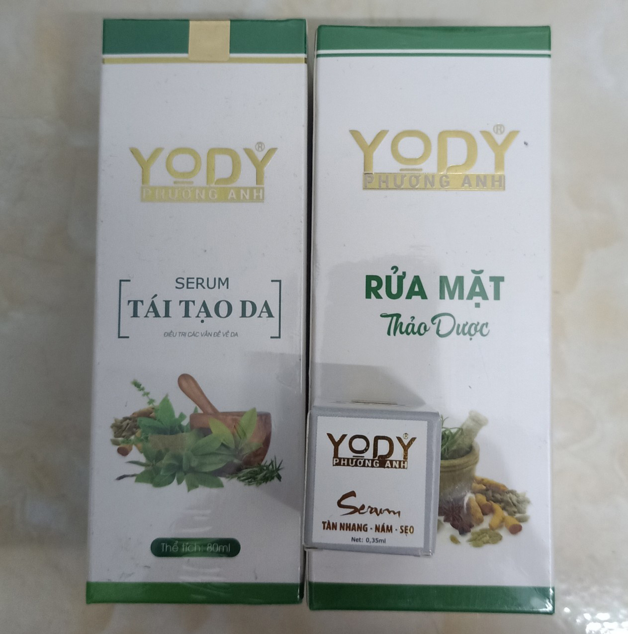 Combo chấm tàn nhang - Serum tái tạo da - Bột rửa mặt Yody White Phương Anh